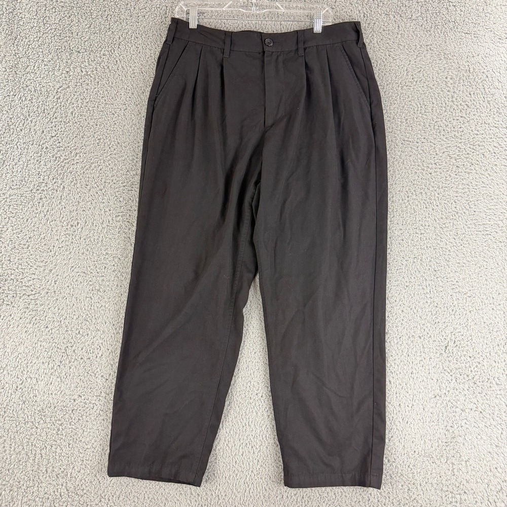 Obey Pleated Trousers Mens 34 Black Relaxed Fit Streetwear Chino Pants
